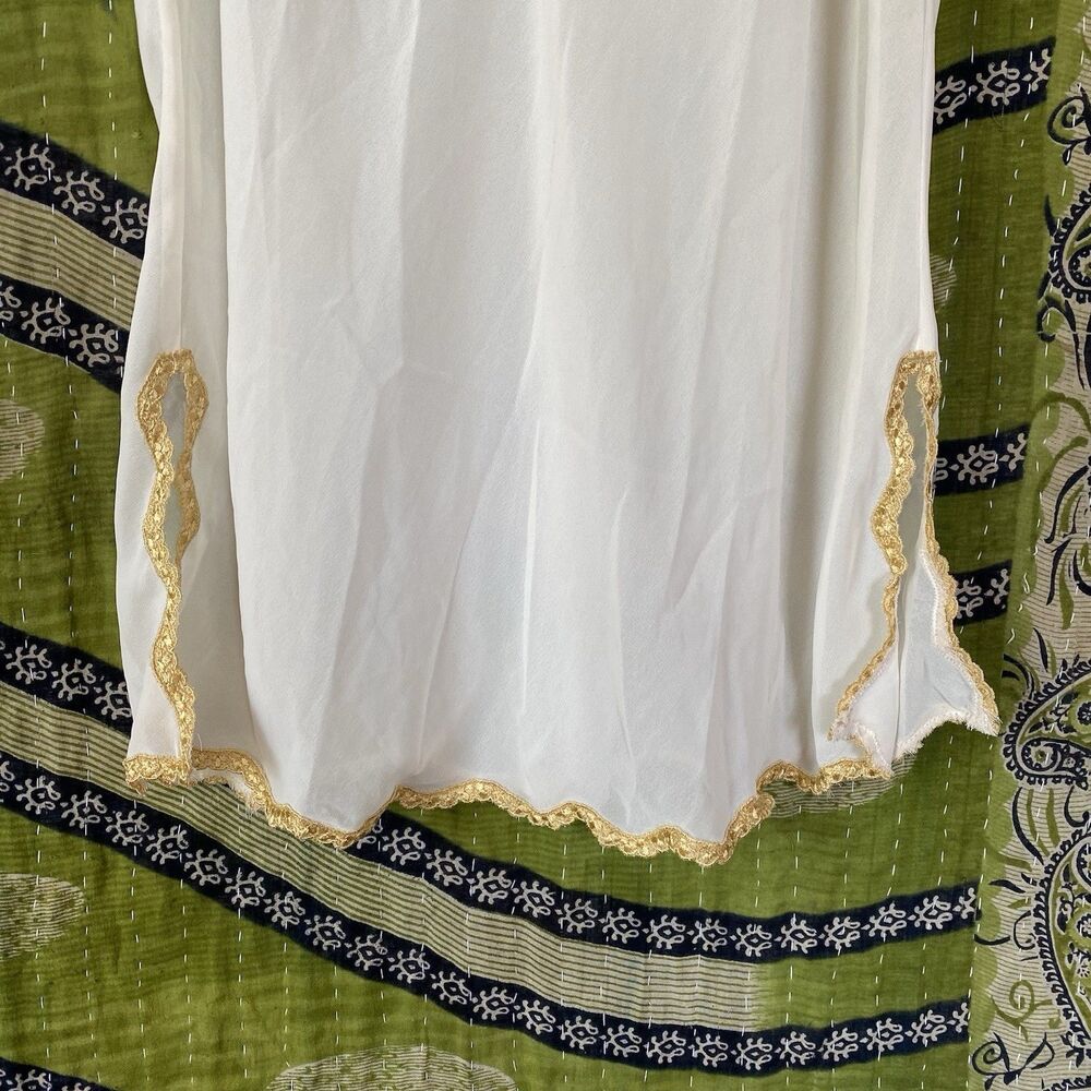 90's Victoria's Secret Ivory/ Gold Sheer Chiffon Mini Slip Dress Size Medium - Picture 6 of 13